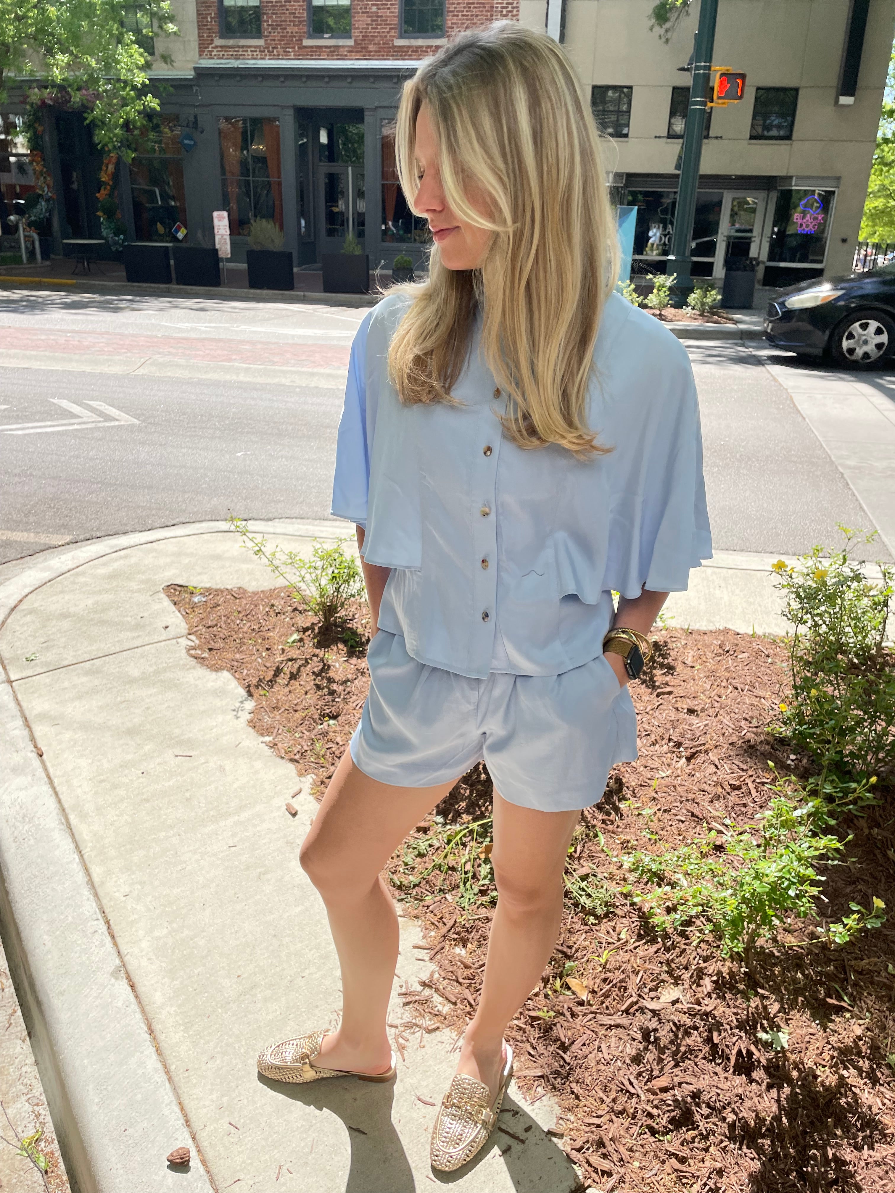 Ciebon Blue Smocking Shorts