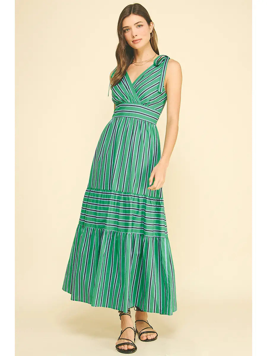 Pinch Stripe Tiered Maxi Dress