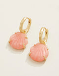 Spartina Carved Shell Hoop Earrings Coral 18KT Gold Plated