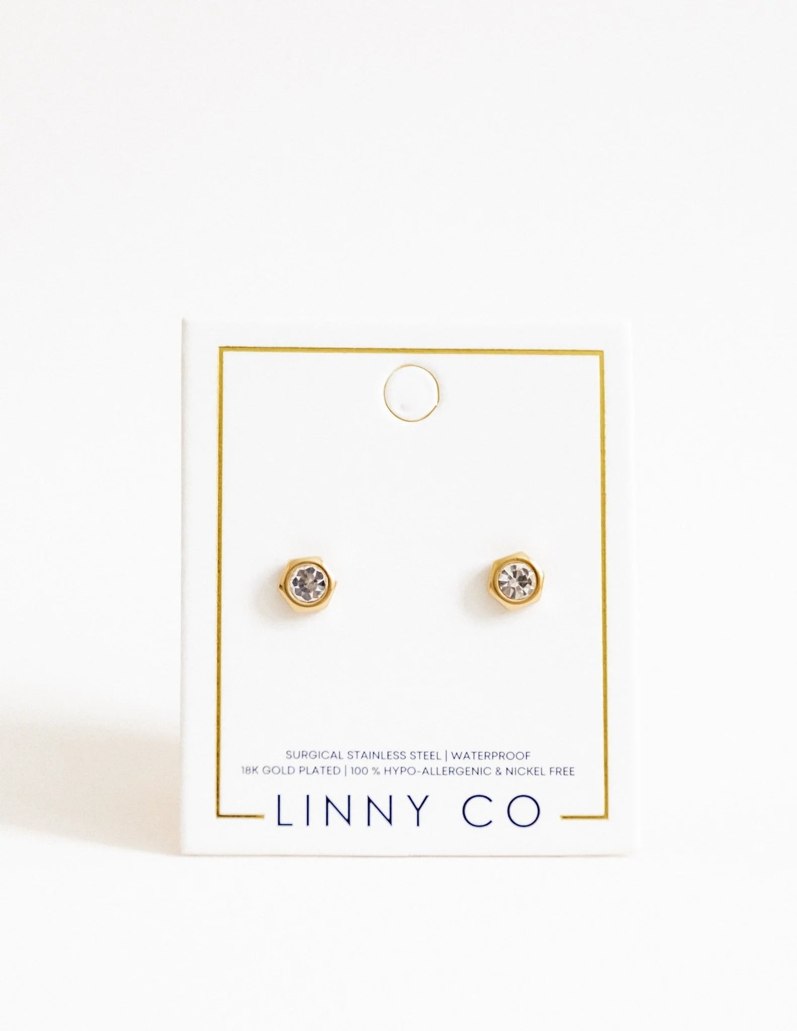 Linny & Co Screwback Stud Earring Addison Clear Gold