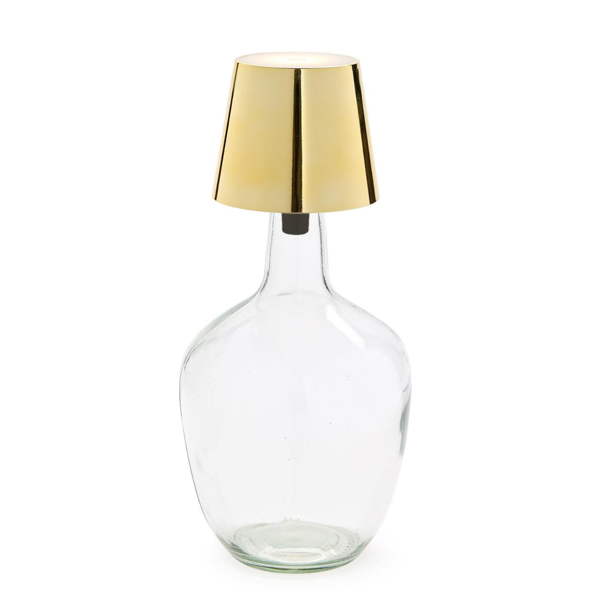 Twos Company Portable Gold Lampshade Bottle Lamp