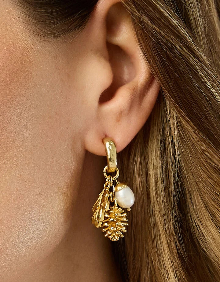 Spartina 449 Pine Forest Earrings Pearl Gold