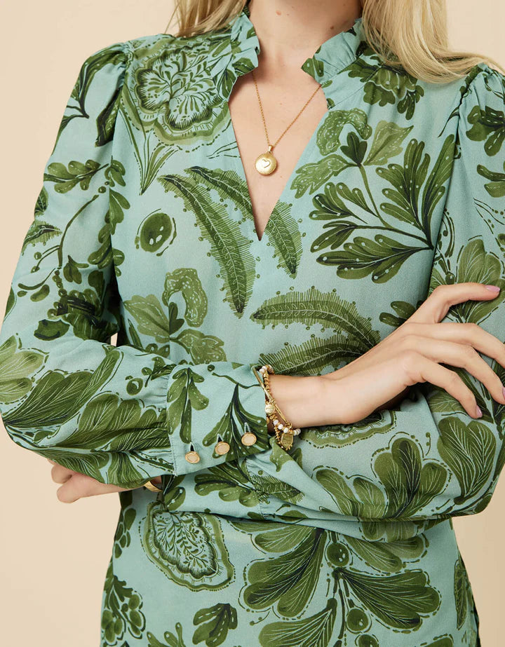 Spartina Serpentine Foliage Pesto Bethany Blouse