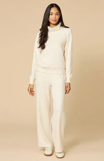Softies Dream Tech Cowl Neck Top with Pleat Pant Set Almond