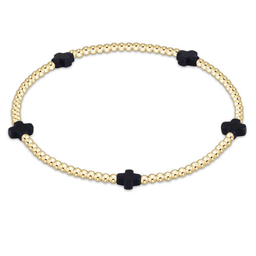 Enewton Signature Cross Small Gold Pattern 2MM Bead Bracelet