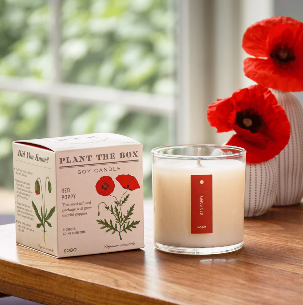 Kobo Plant The Box 9oz Candle Red Poppy