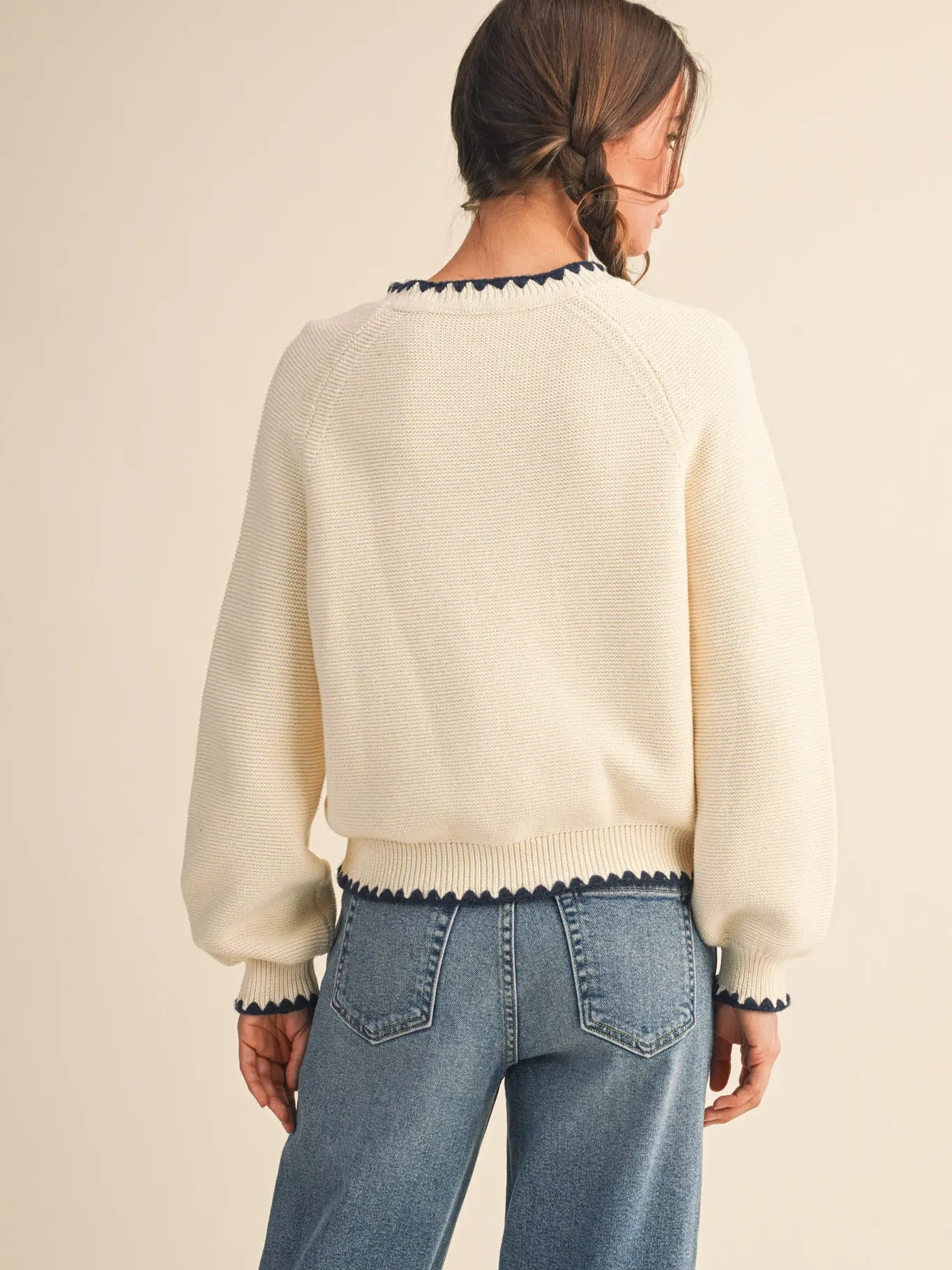 Detailed Crewneck Sweater Cream