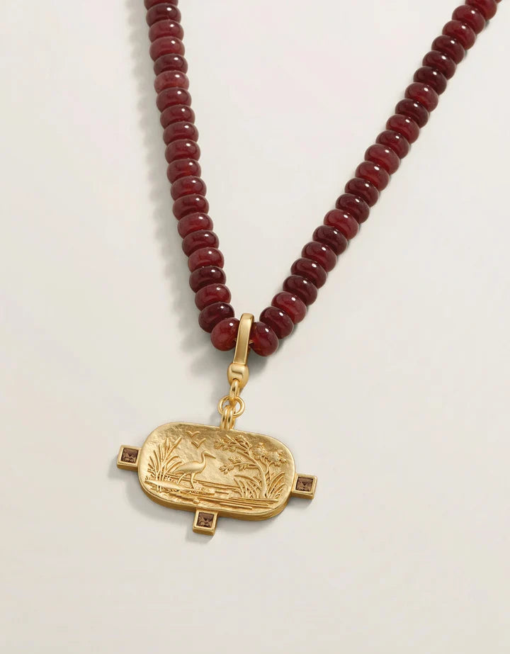 Spartina 449 Salt Marsh Beaded Charm Necklace 18” Bordeaux Gold