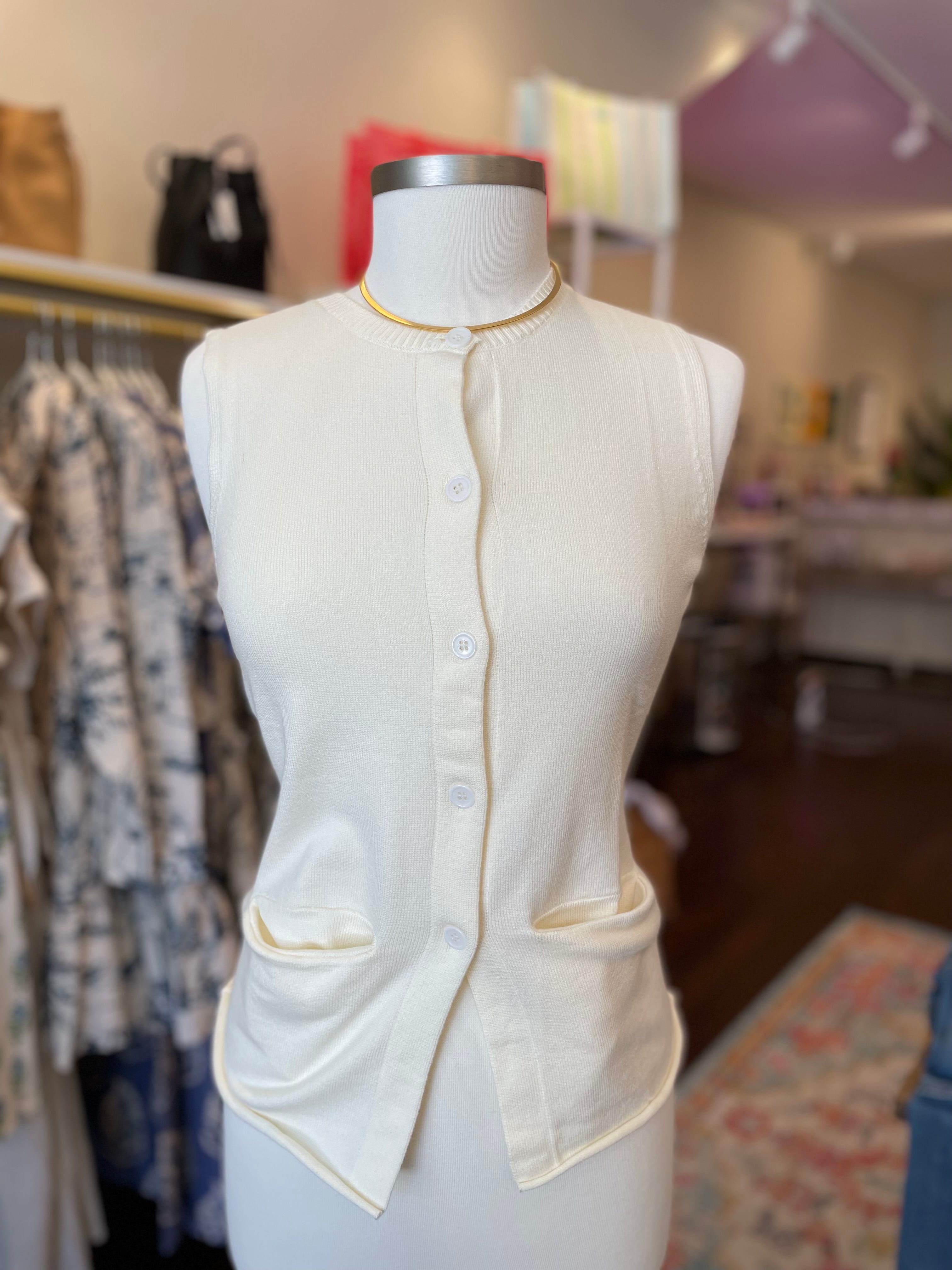 TCEC Cream Button Up Vest