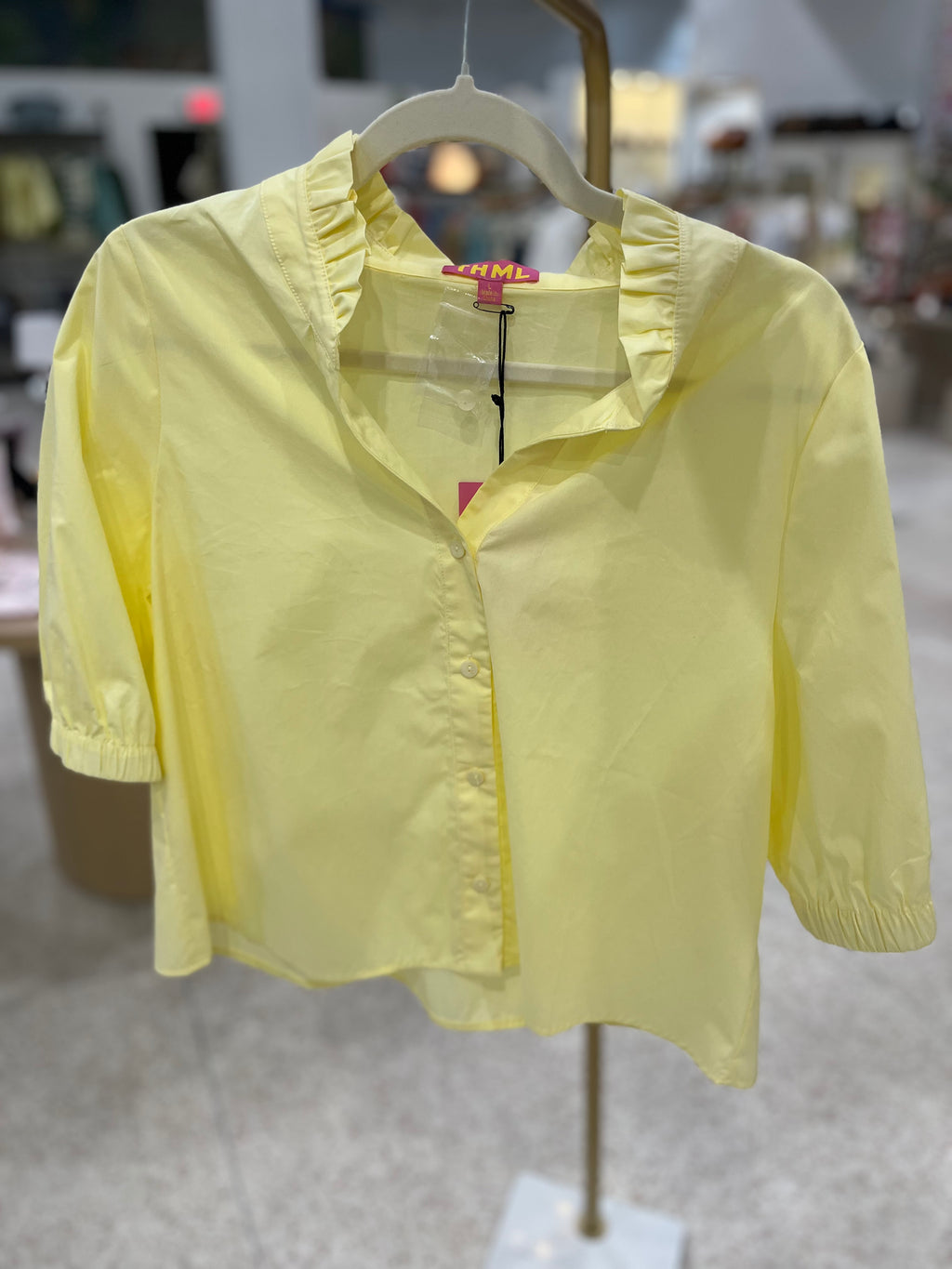 THML Yellow Puff Sleeve Blouse