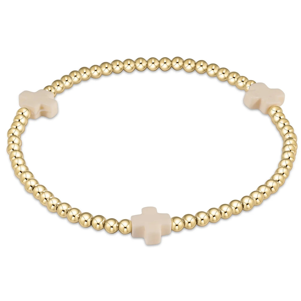 Enewton Signature Cross Gold Pattern 3MM Bead Bracelet