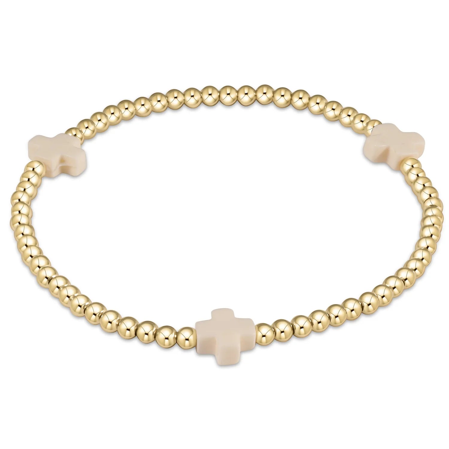 Enewton Signature Cross Gold Pattern 3MM Bead Bracelet