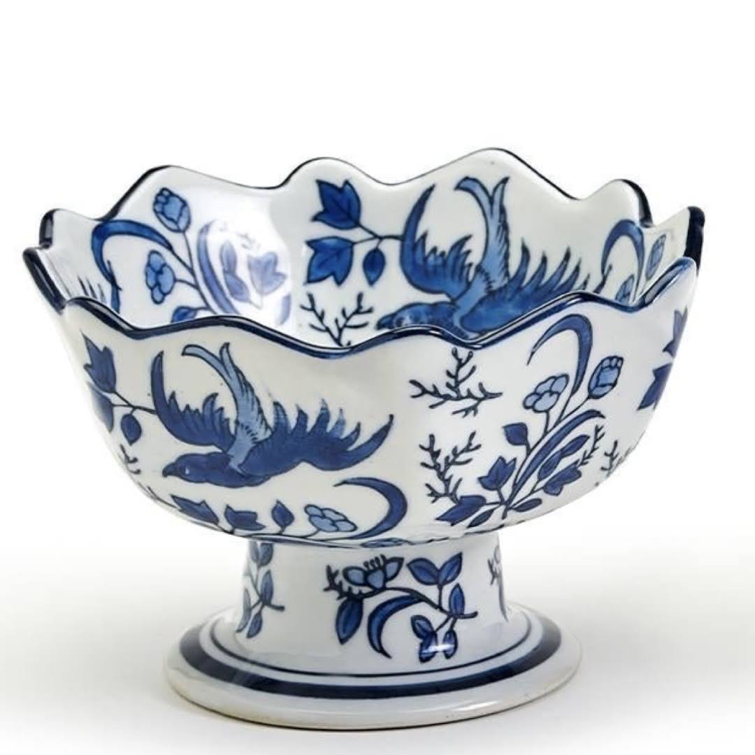 Twos Company Scalloped Blue Willow Bowl Set Of Two