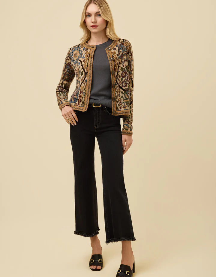 Spartina Francesca Jacquard Fringe Cardigan