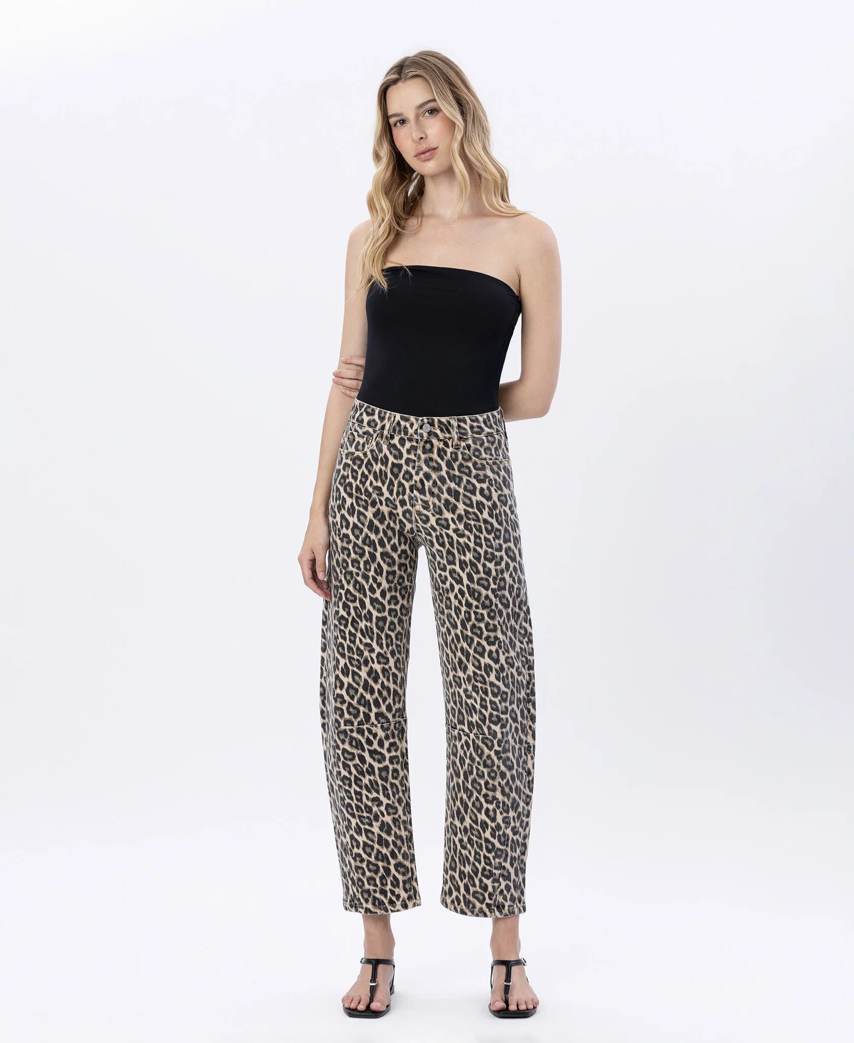 Vervet High Rise Cheetah Barrel Jeans