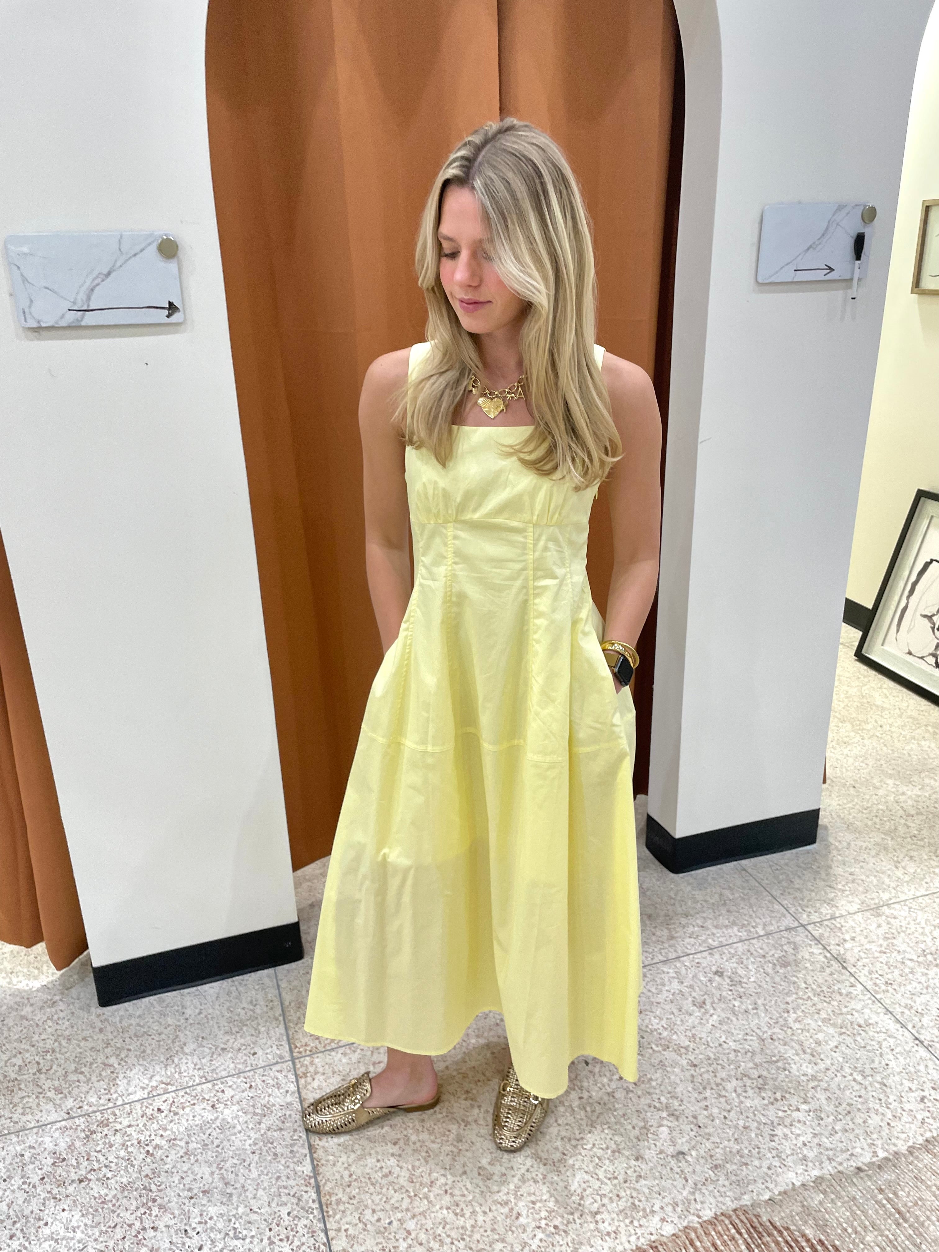 Pinch Aline Summer Dress Yellow