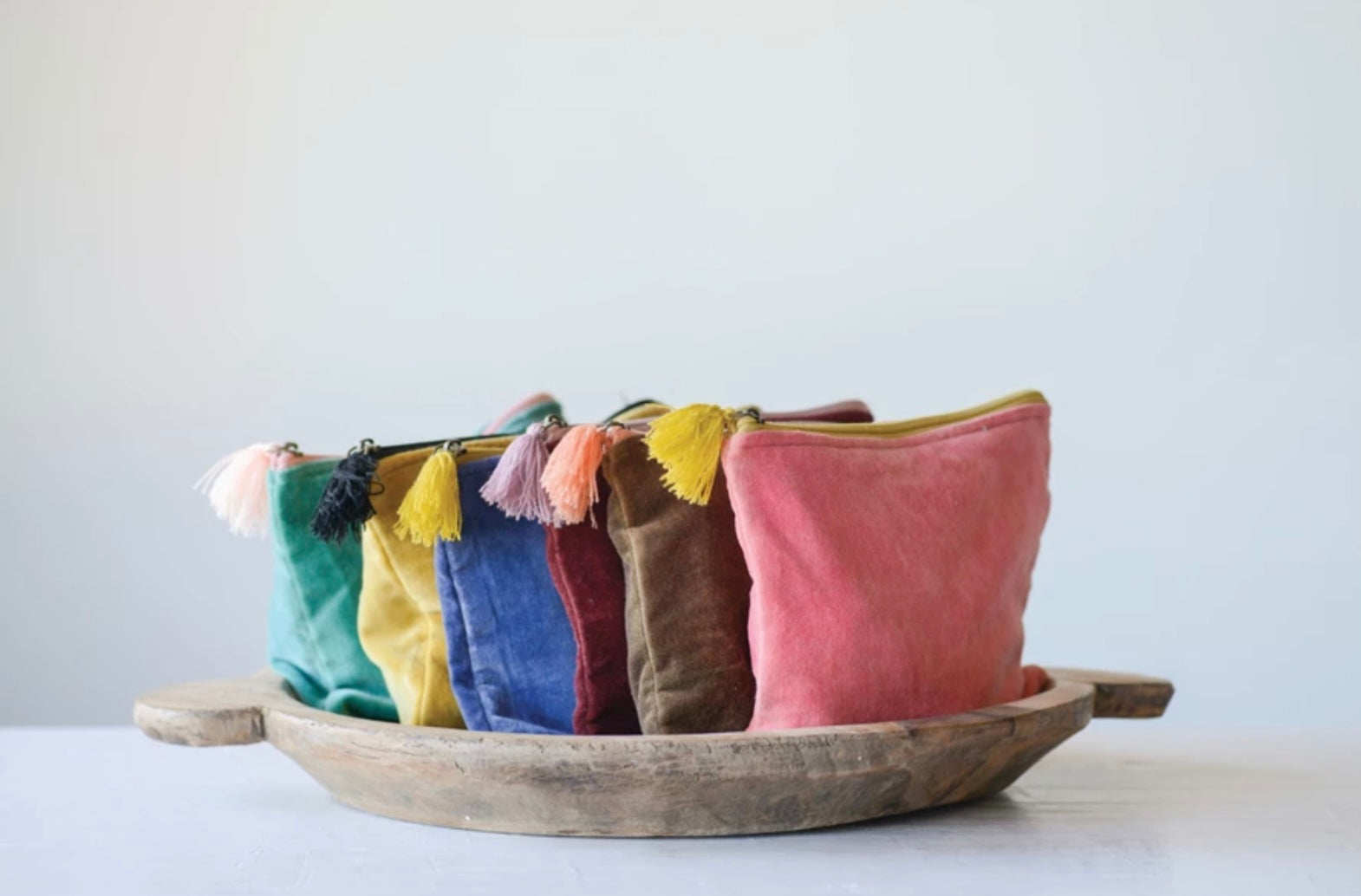 Creative Co-Op Velvet Zip Pouch With Tassel