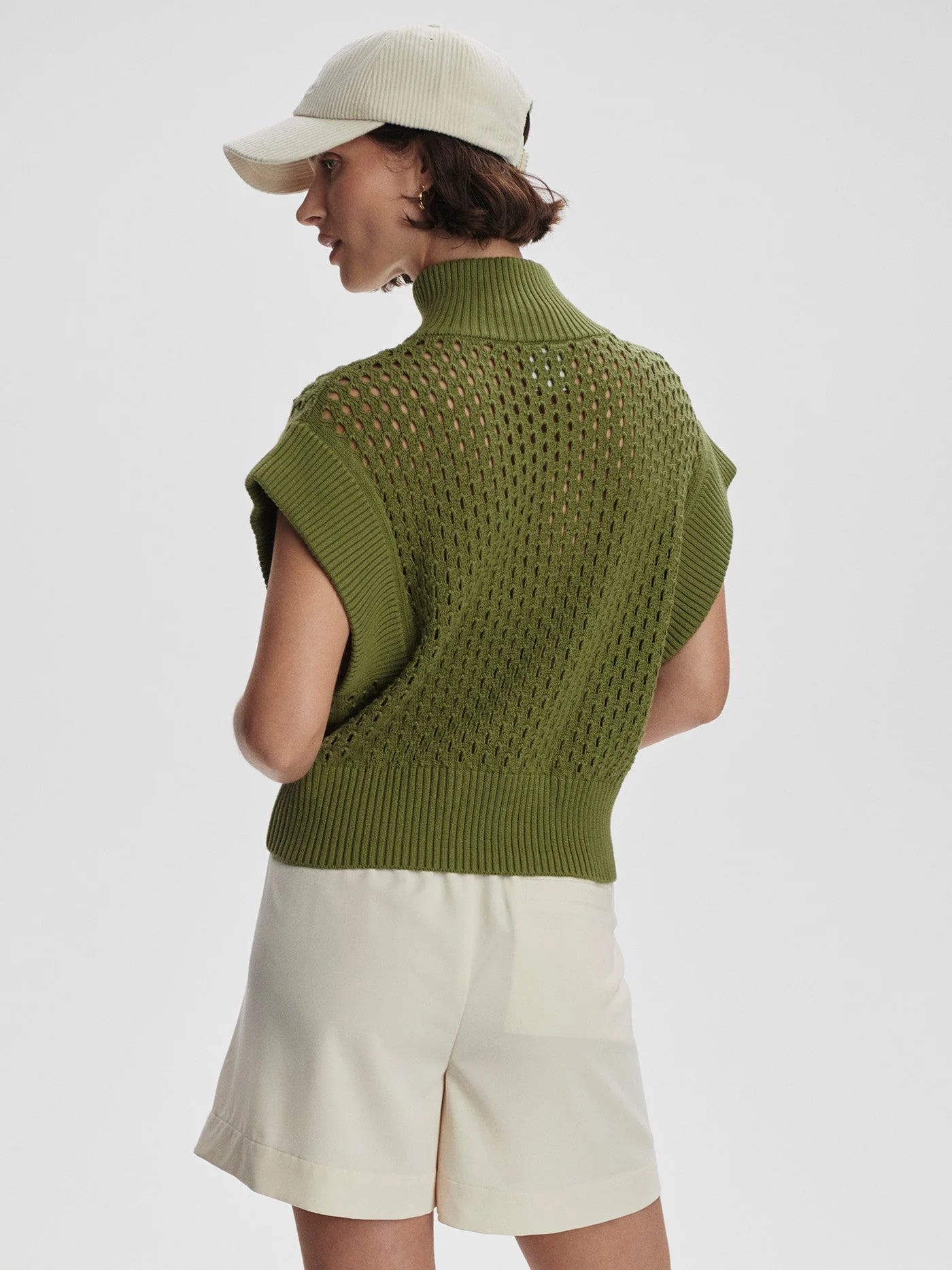 Varley Gaines Half Zip Knot Top Green