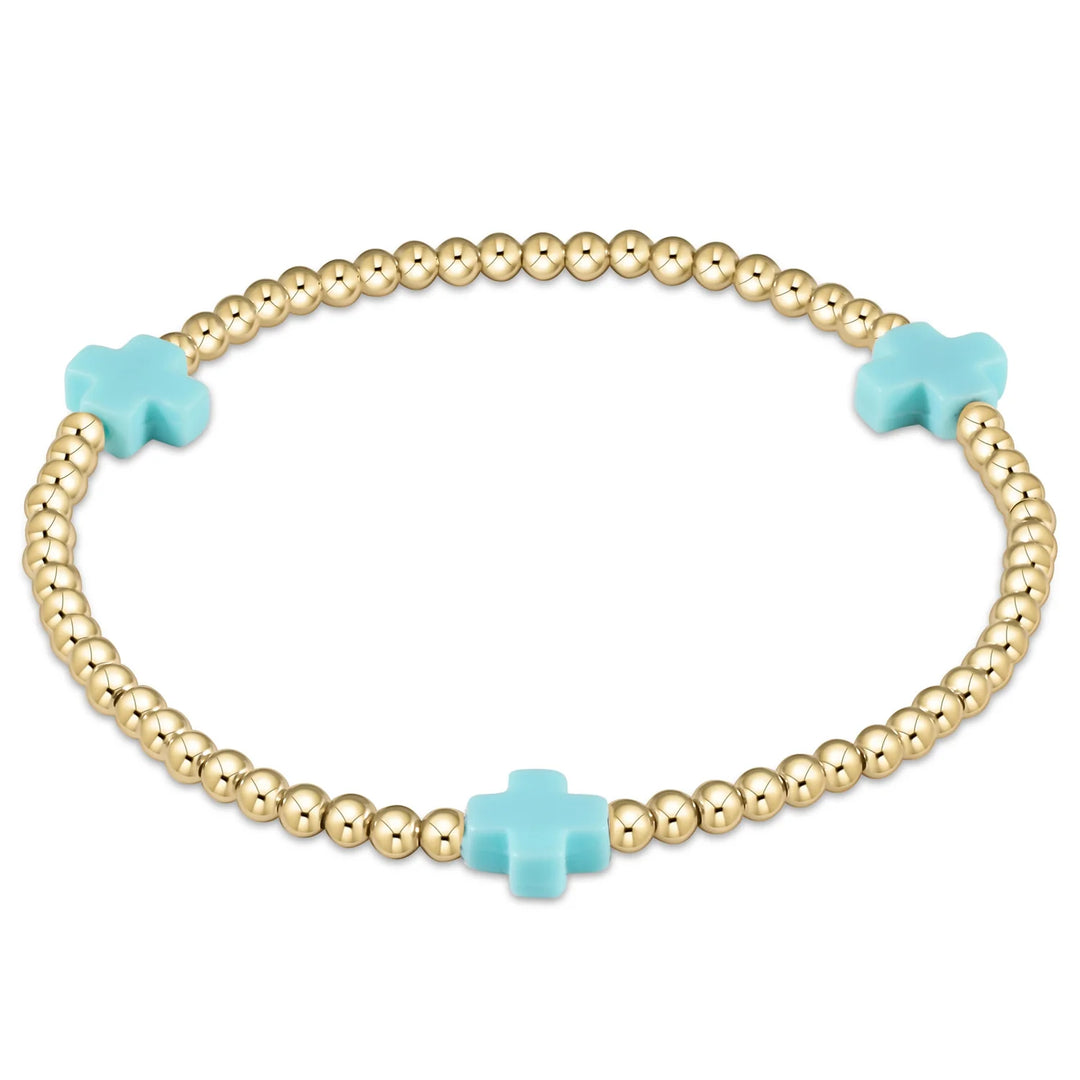 Enewton Signature Cross Gold Pattern 3MM Bead Bracelet