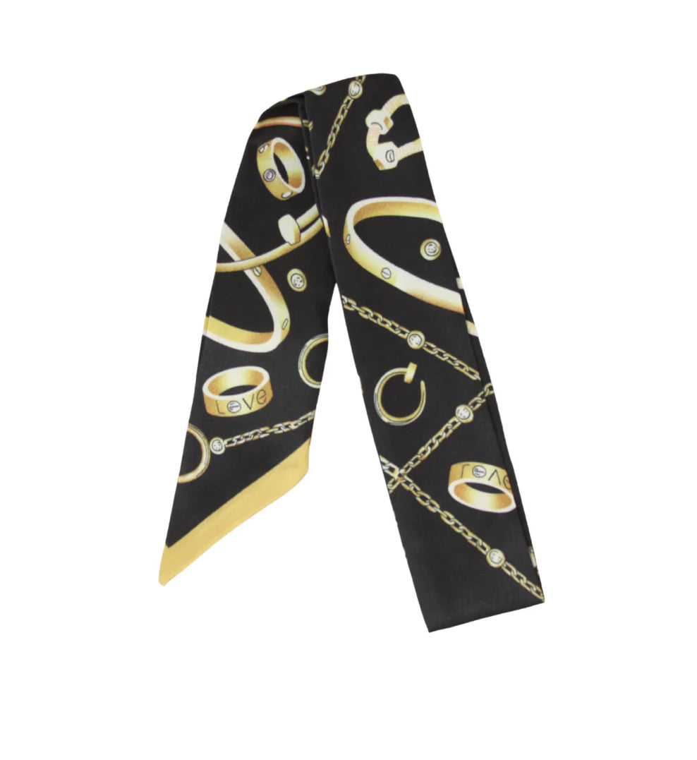 Ring & Chains Skinny Silk Scarf Twilly