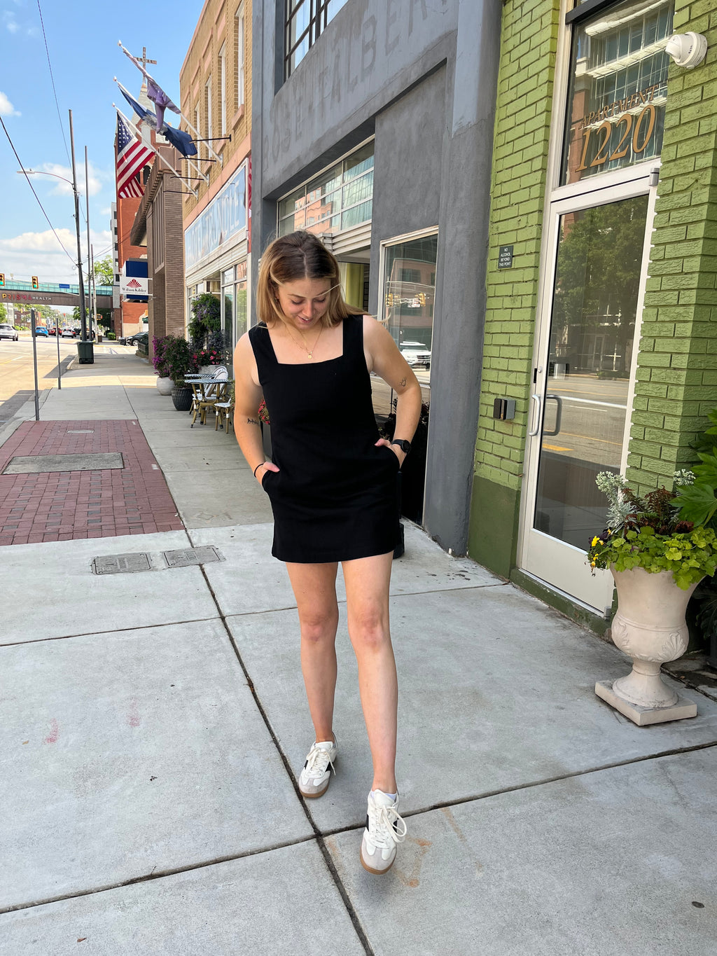 Miou Muse Black Square Neck Mini Dress