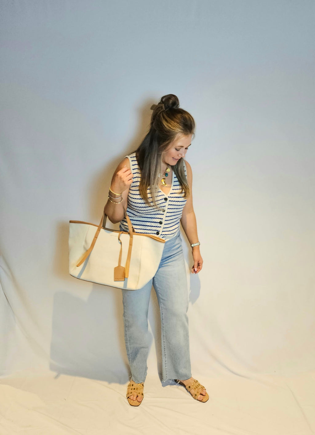 By Together Woven Blue Vest Top