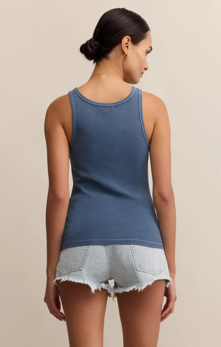 Z Supply Classic Scoop Ribbed Tank Indigo