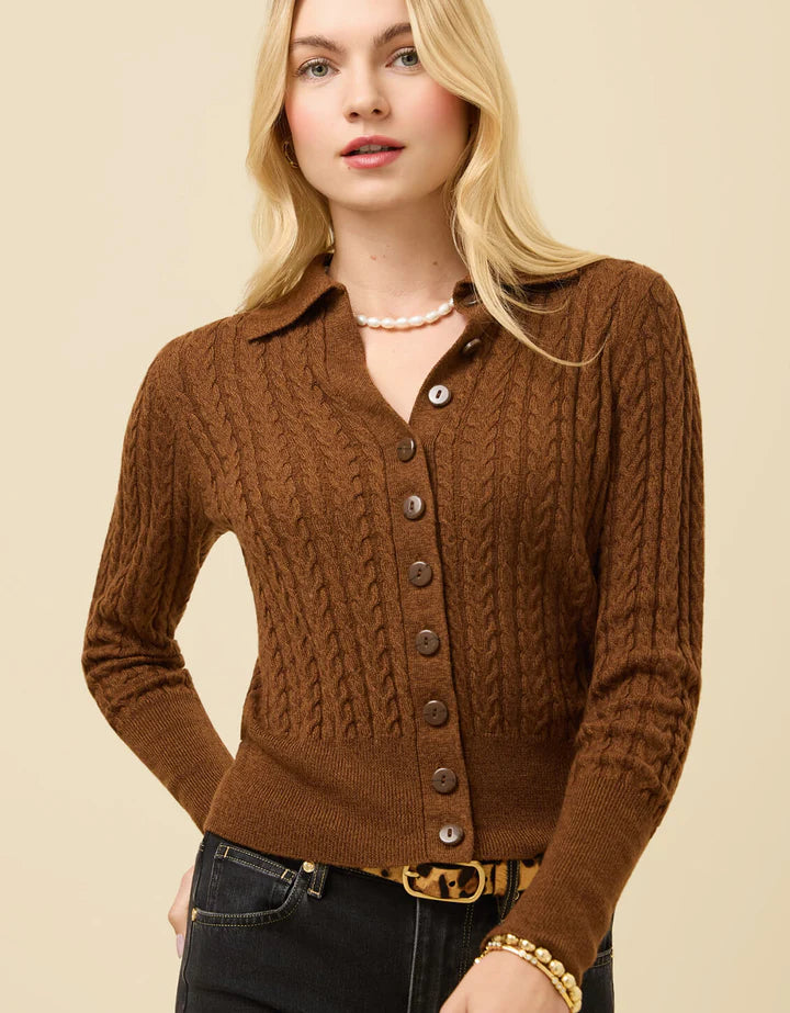 Spartina Dark Toffee Toni Cardigan