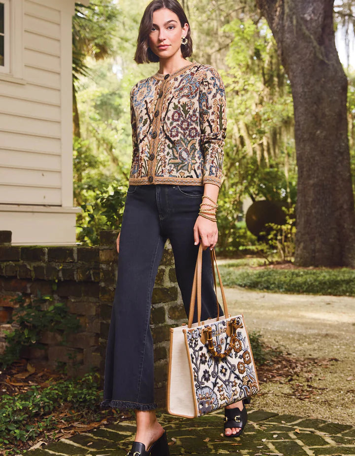 Spartina Francesca Jacquard Fringe Cardigan