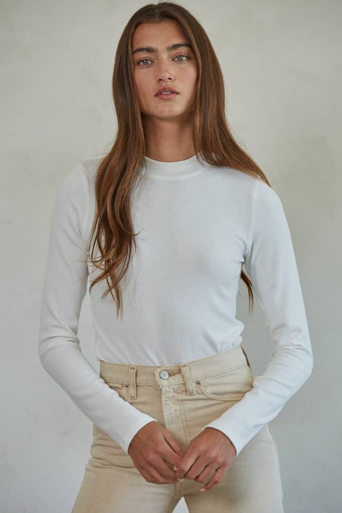 Knit Mock Neck Long Sleeve Pullover Top