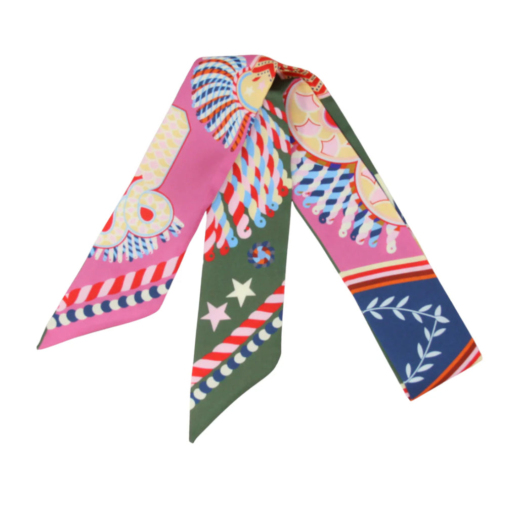 Festive Rainbow Parade Skinny Silk Scarf Twilly