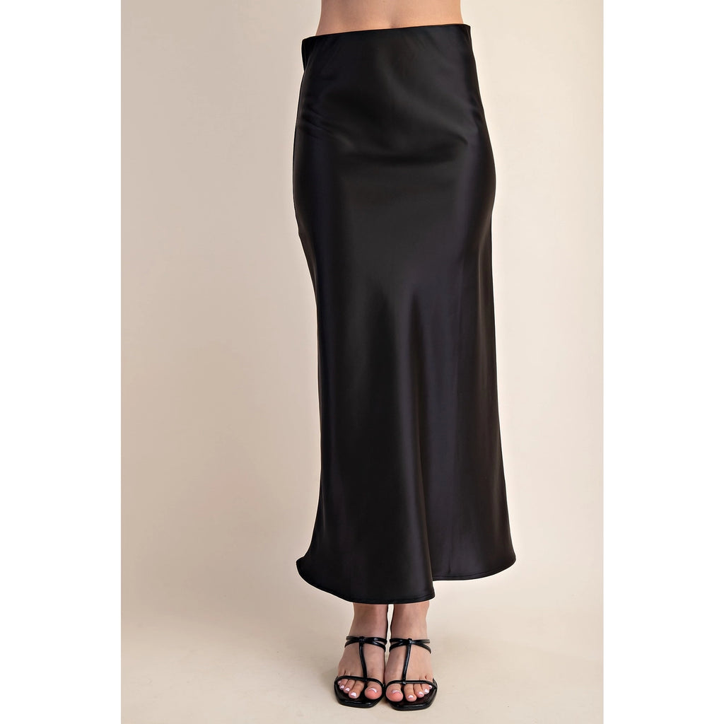 Black Satin Maxi Skirt