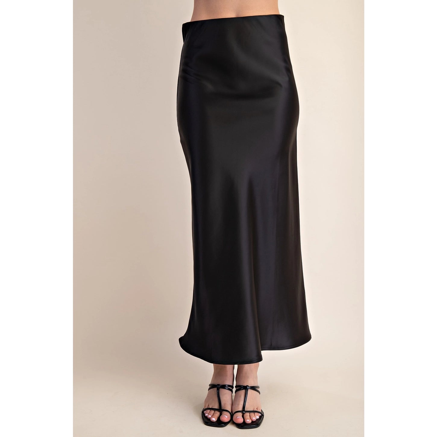 Black Satin Maxi Skirt