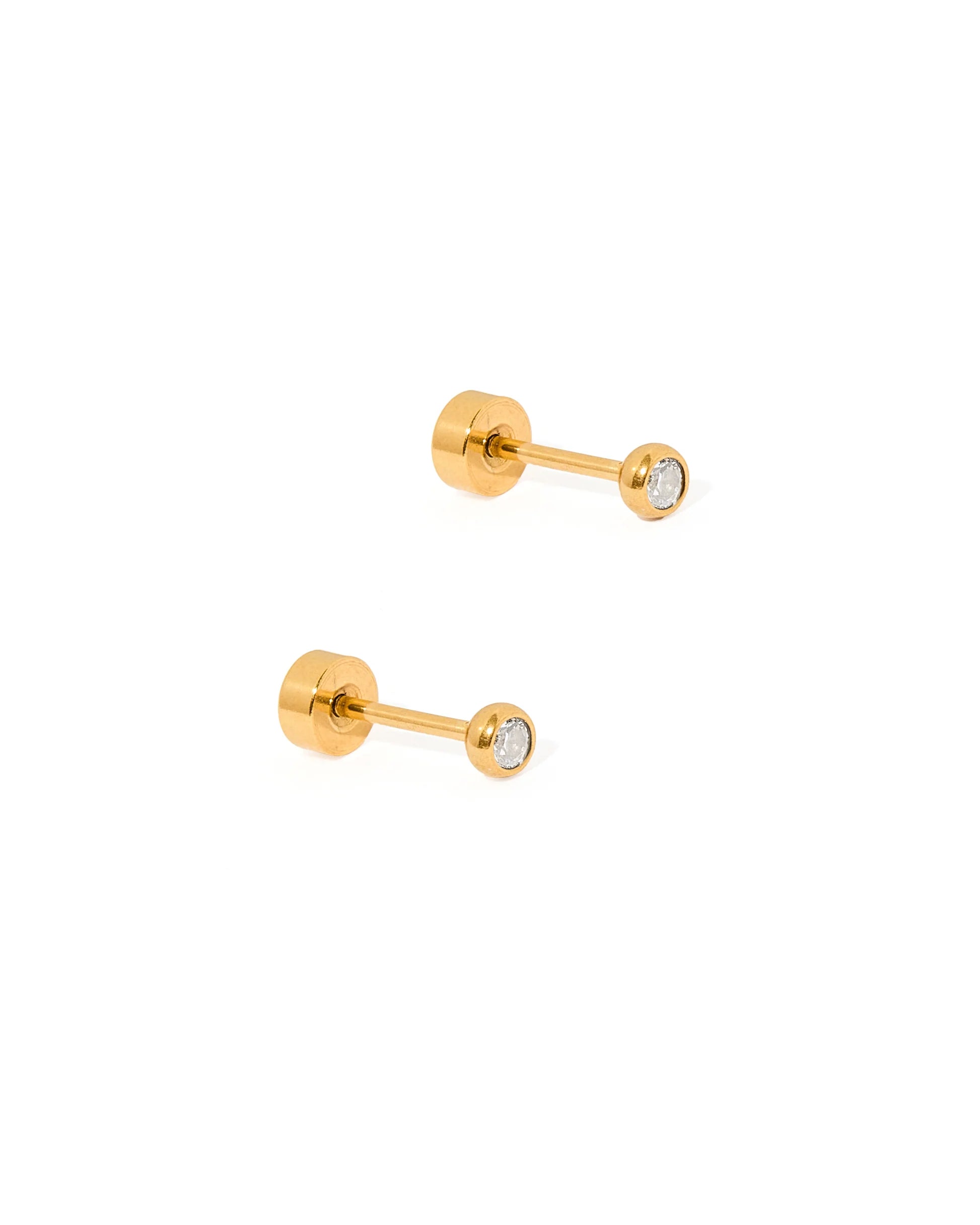 Linny & ConScrewback Stud Earring Copper Clear Gold