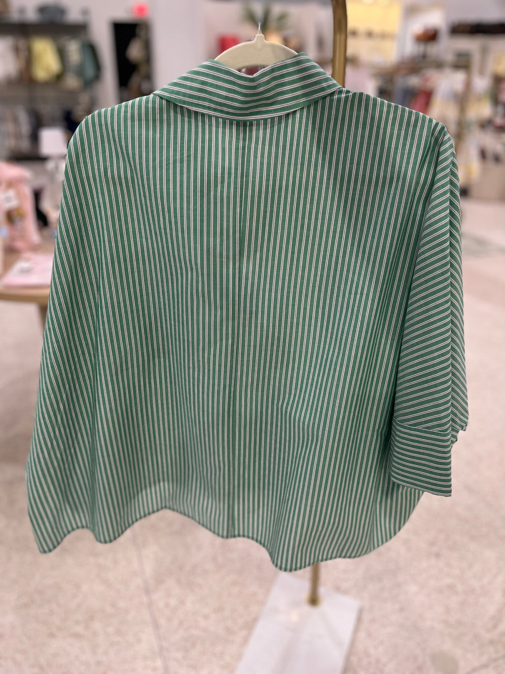JiJi Green Striped Button Down Top