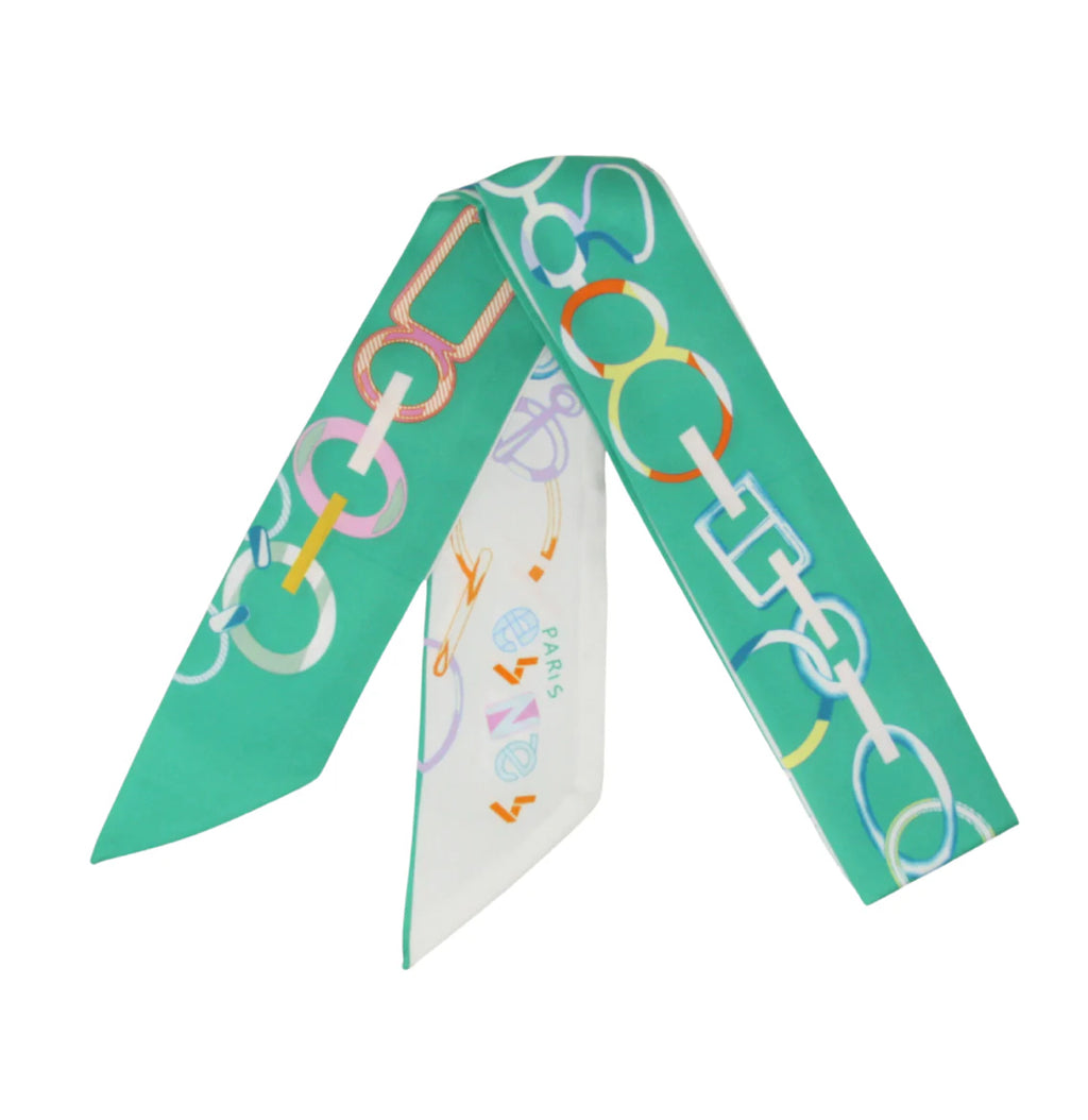Colorful Circle Chain SkinnySilk Scarf Twilly