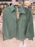 JiJi Green Striped Button Down Top
