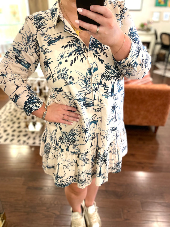 Spartina Ivonne Dress Clara Seascape Cream