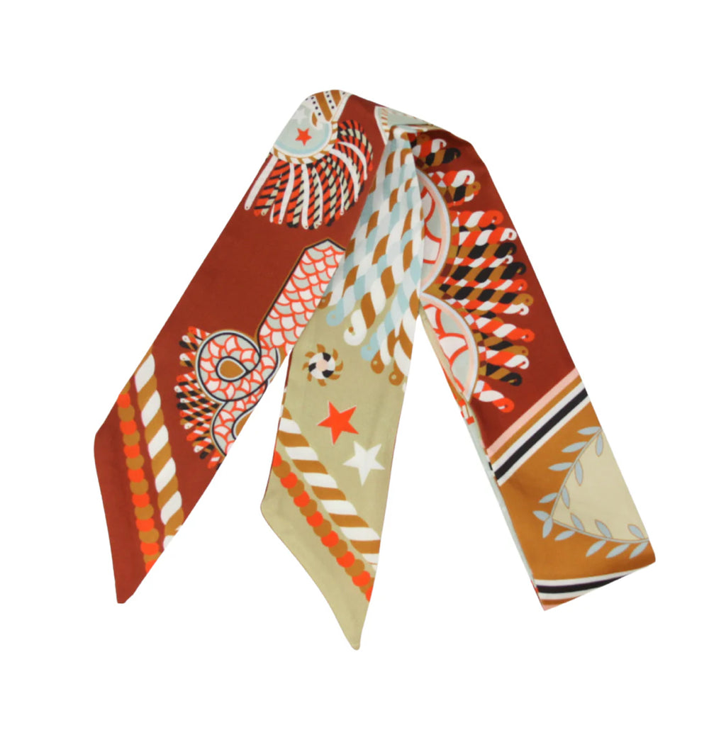 Festive Rainbow Parade Skinny Silk Scarf Twilly