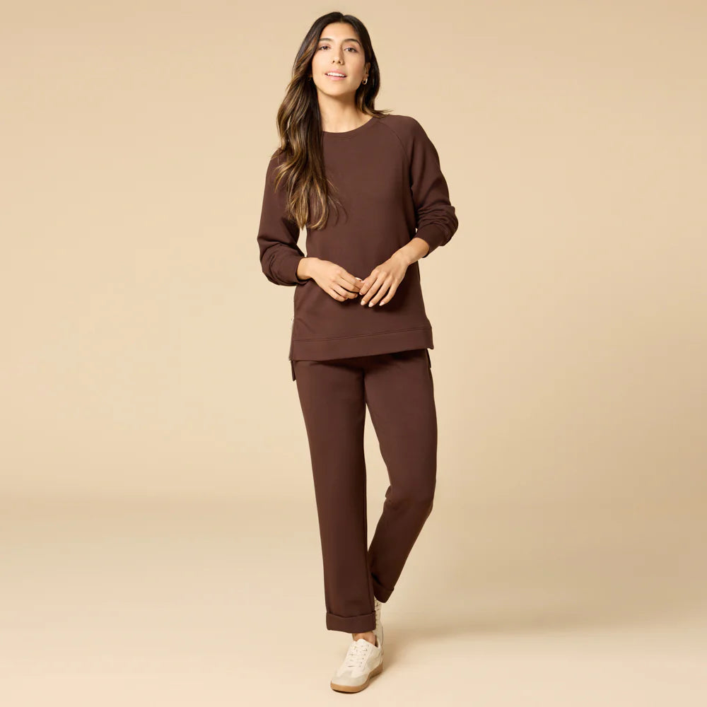 Softies DreamTech Crew Tunic with Side Zip & Long Pant Espresso