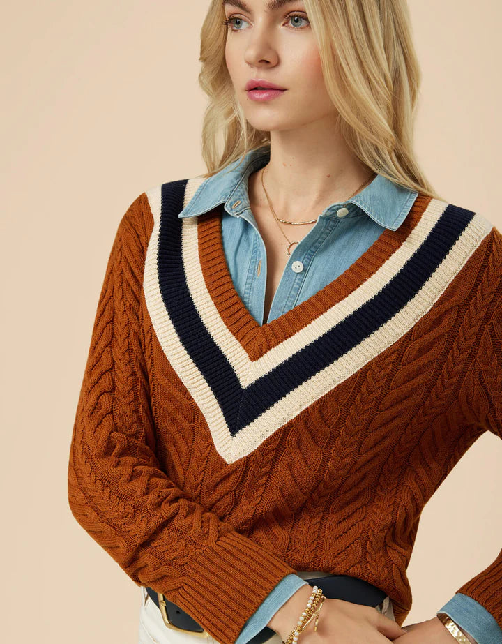 Spartina Lorna Nutmeg Varsity Sweater