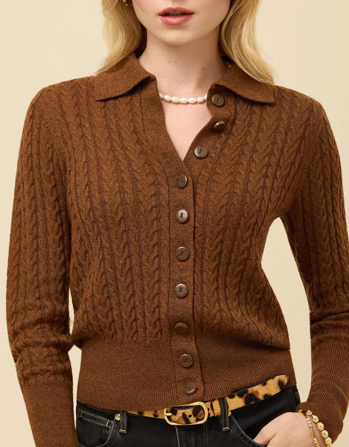 Spartina Dark Toffee Toni Cardigan
