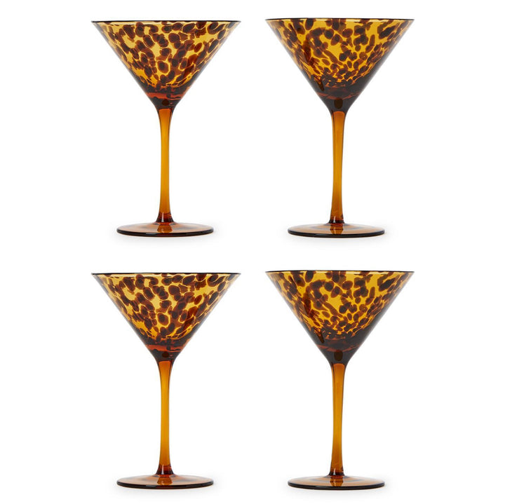 Twos Company Tortoise Print Martini Glasses Set Of Four