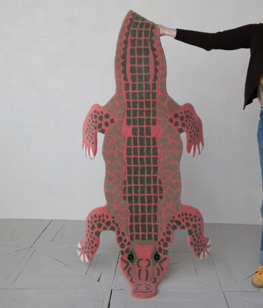 Creative Co Op Wool Tufted Crocodile Rug