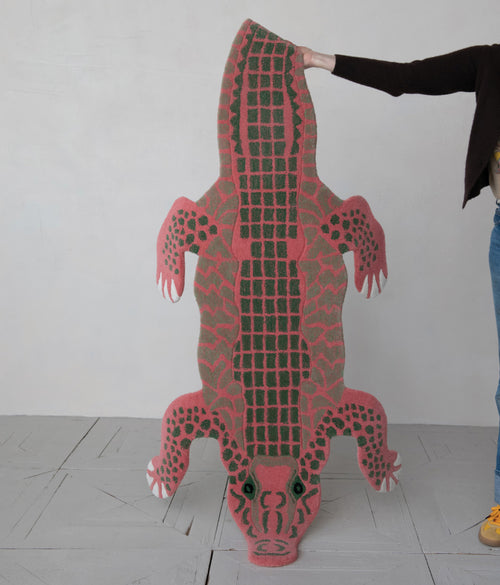 Creative Co Op Wool Tufted Crocodile Rug