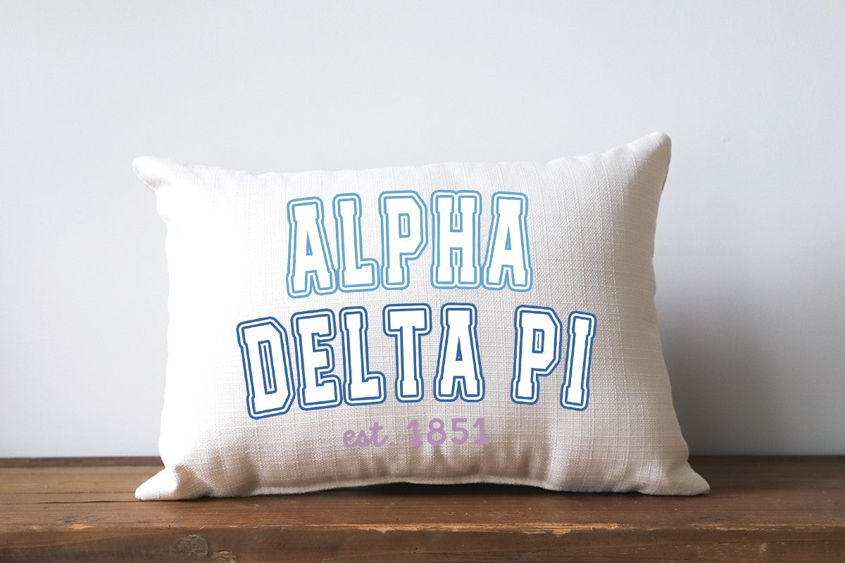 Alpha Delta Pi Pillow Gator Blue Piping