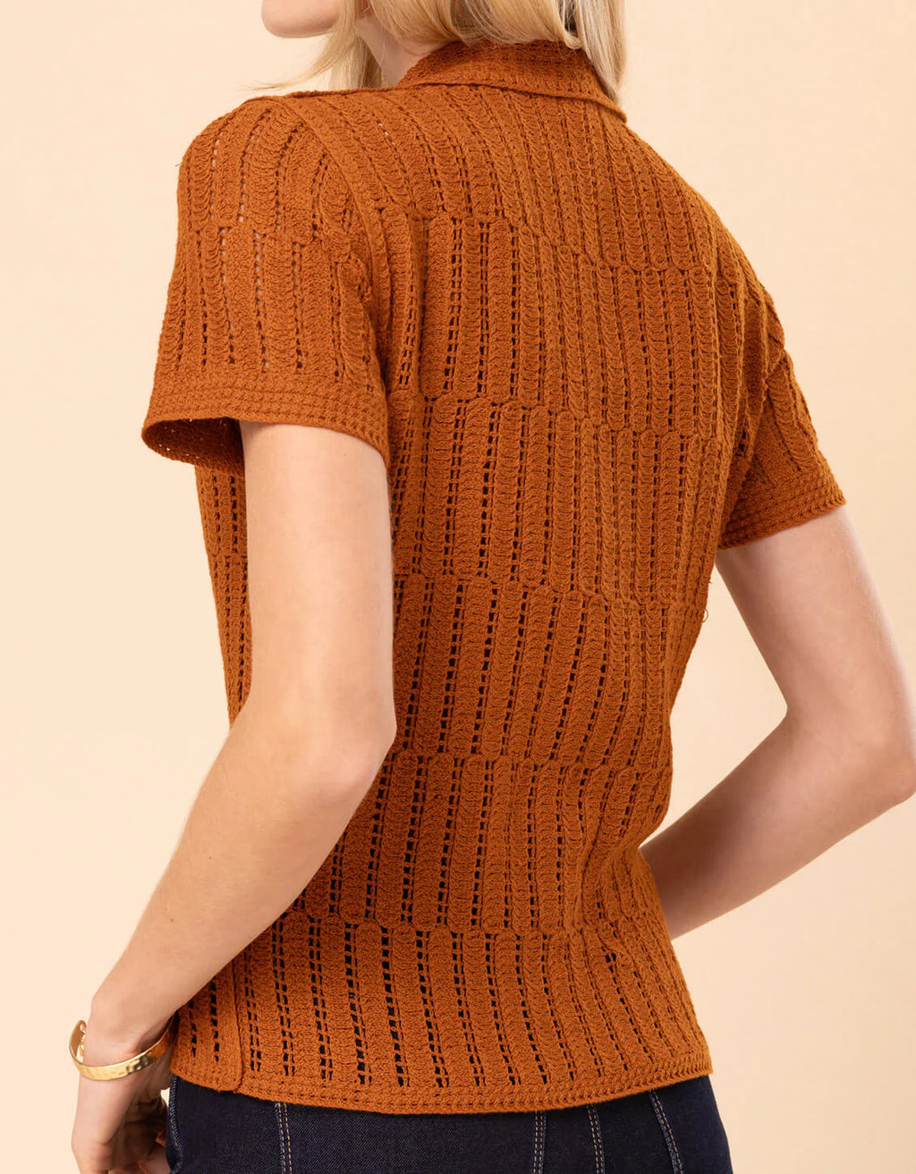 Spartina Chantel Crochet Pecan Polo