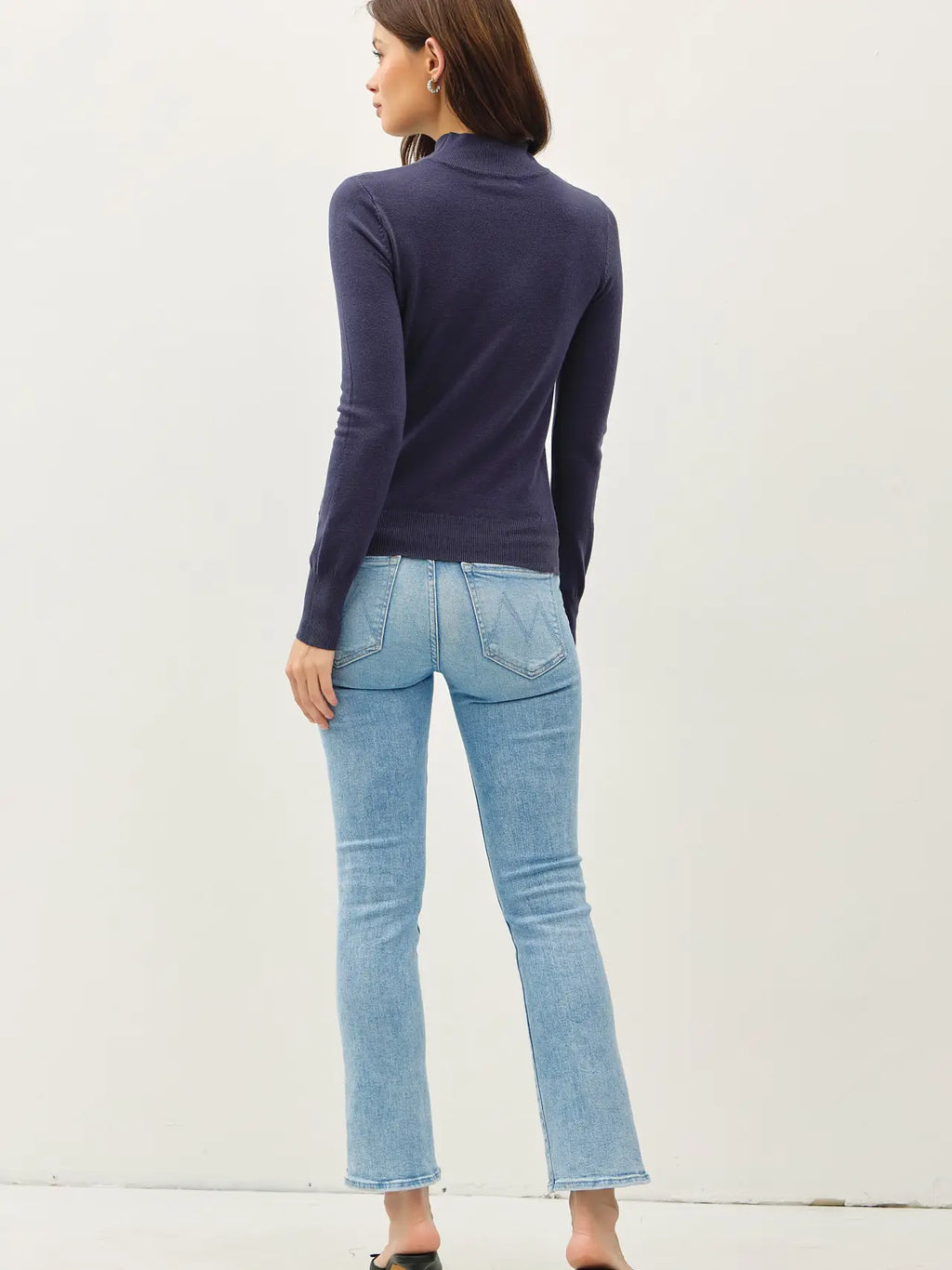 Navy Basic Mock Neck Sweater Top