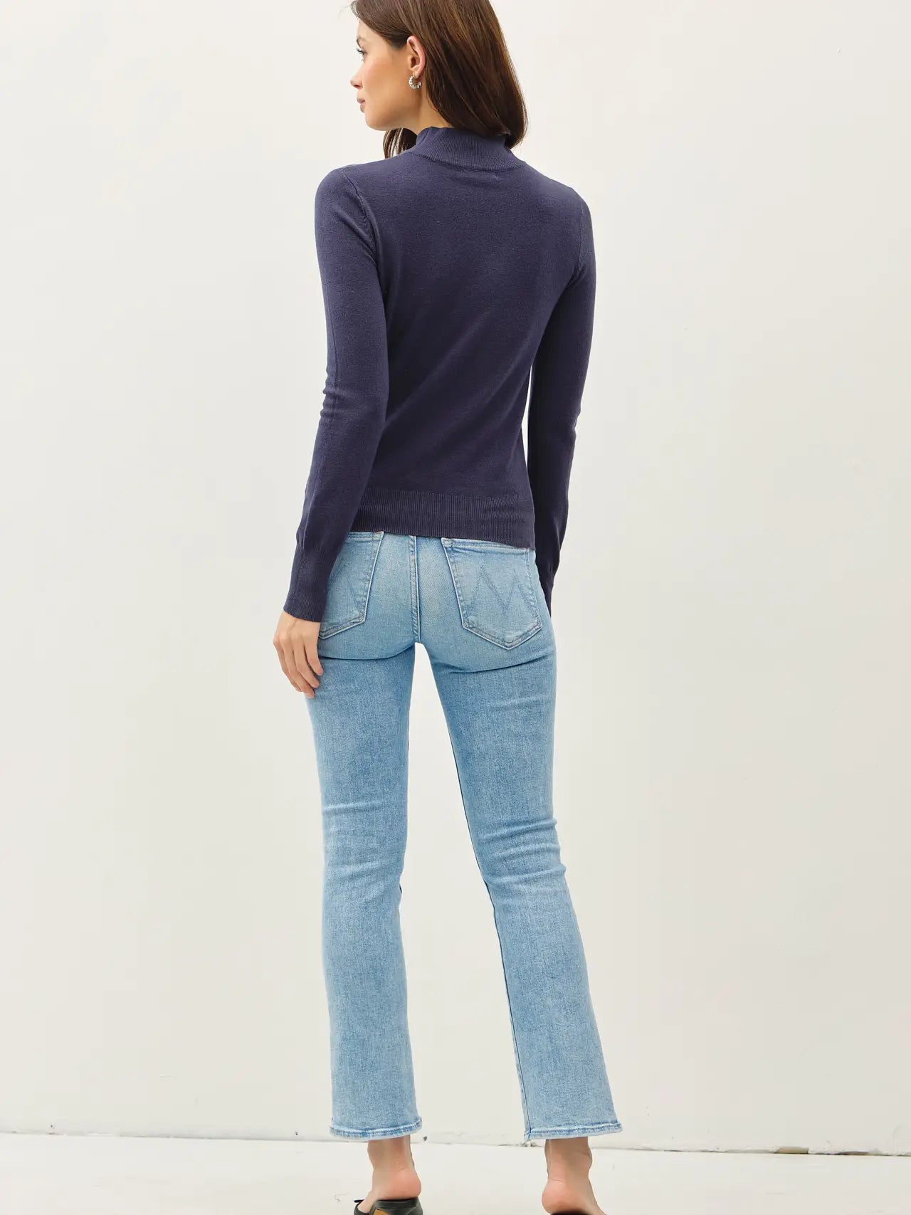 Navy Basic Mock Neck Sweater Top