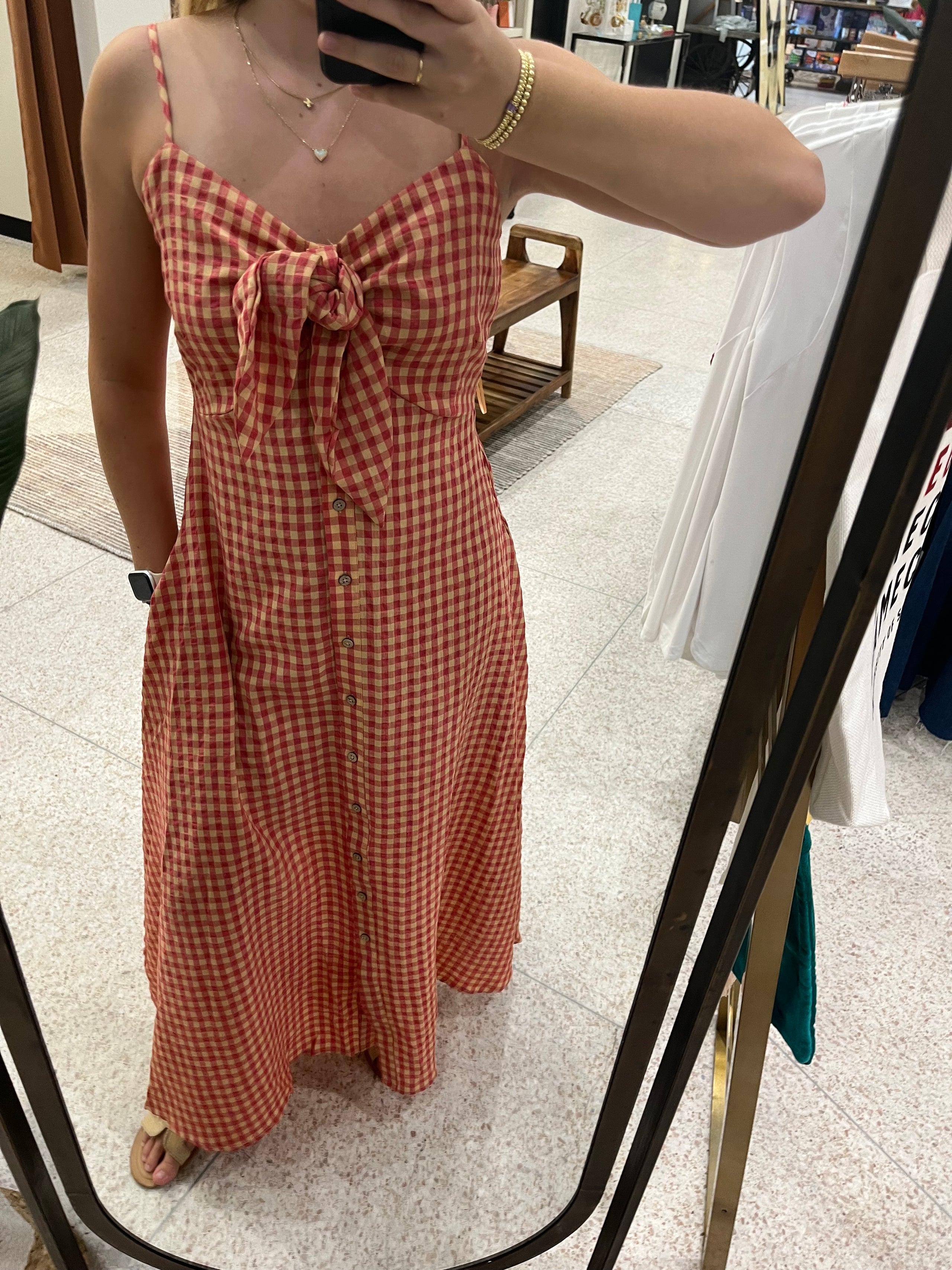 Miou Muse Gingham Maxi Dress